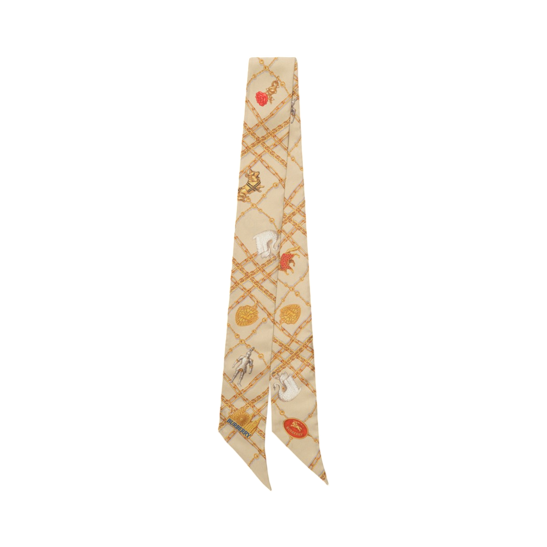 8126958 Burberry Skinny Check Charm Silk Scarf Finch Brown