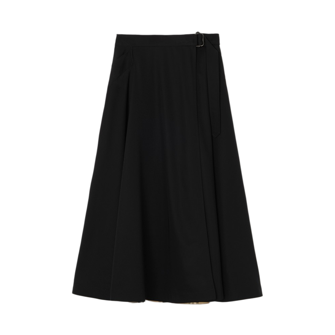8130247 (W) Burberry Wool Twill Midi Skirt Black