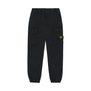 Stone Island 3100033 Stretch Organic Broken Twill Cotton Old Effect Regular Tapered Fit Cargo Trousers with Elasticated Waistband Black - 25FW