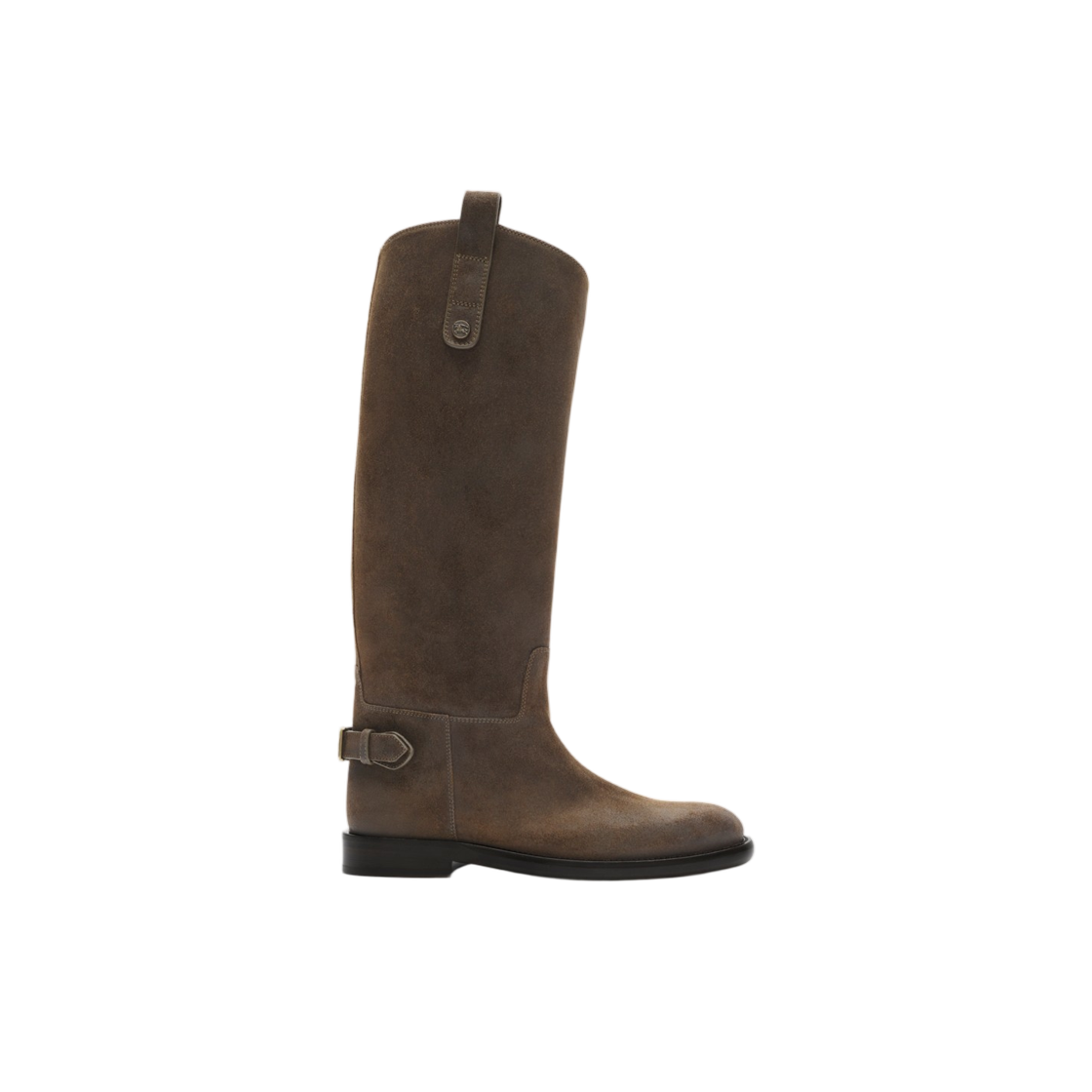 8128823 (W) Burberry Suede Cavalier Boots Loch Green