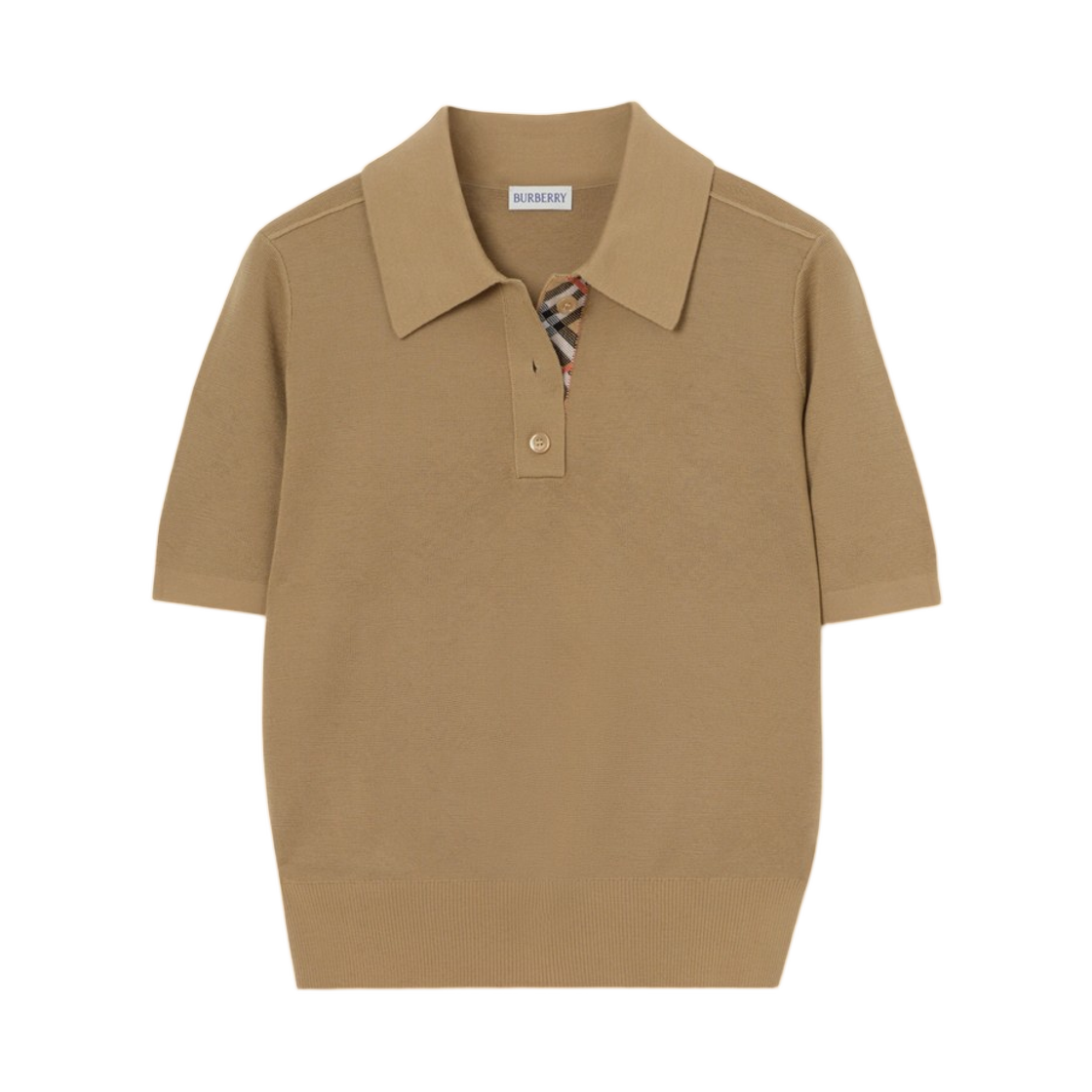 8130426 (W) Burberry Wool Polo Shirt Flax Beige