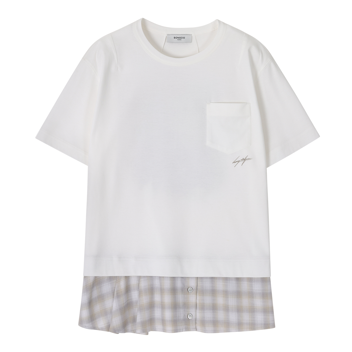 WI3BL318WH (W) SONGZIO Floral Embroidered Patchwork Top White
