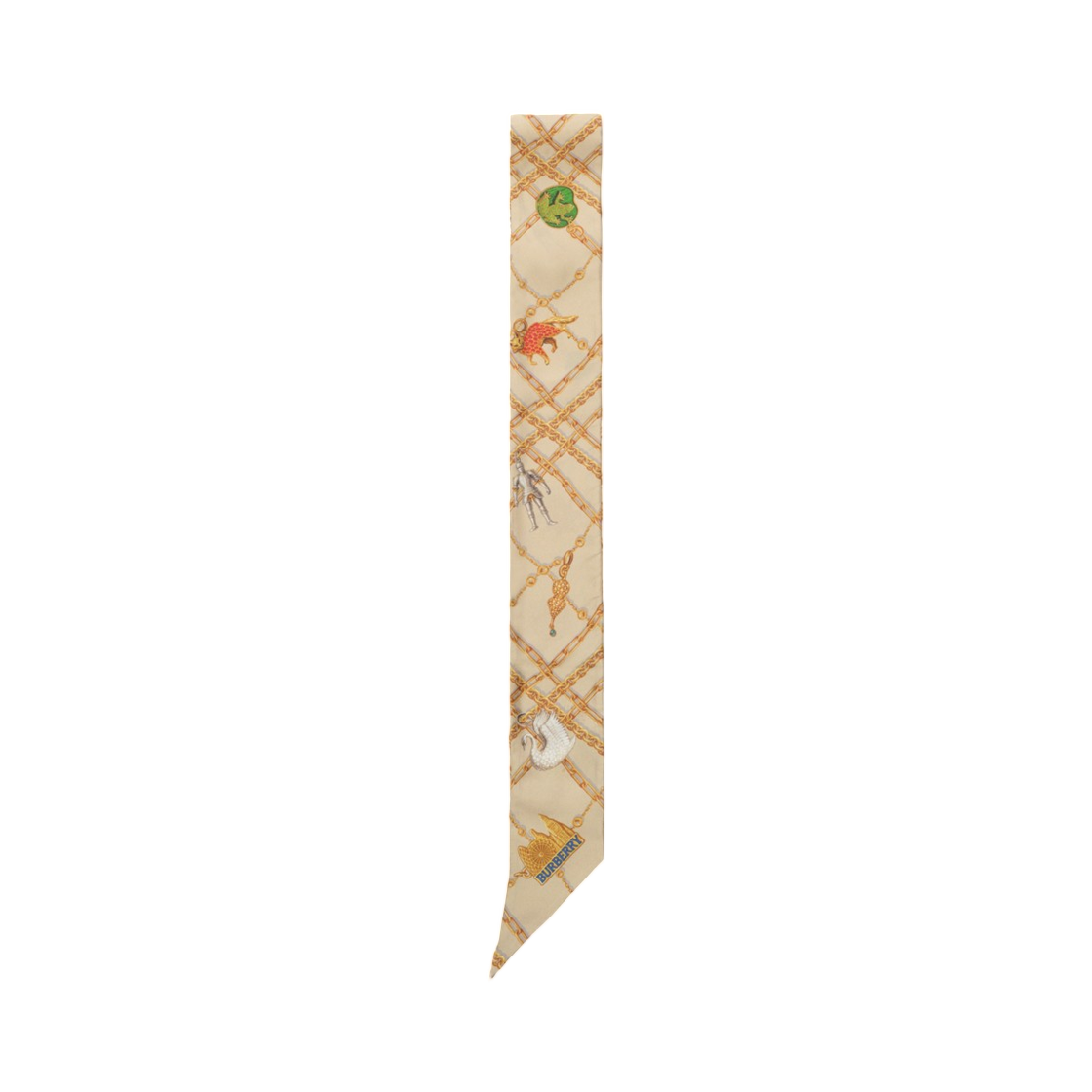버버리 스키니 체크 참 실크 스카프 핀치 브라운(Burberry Skinny Check Charm Silk Scarf Finch Brown) - 2