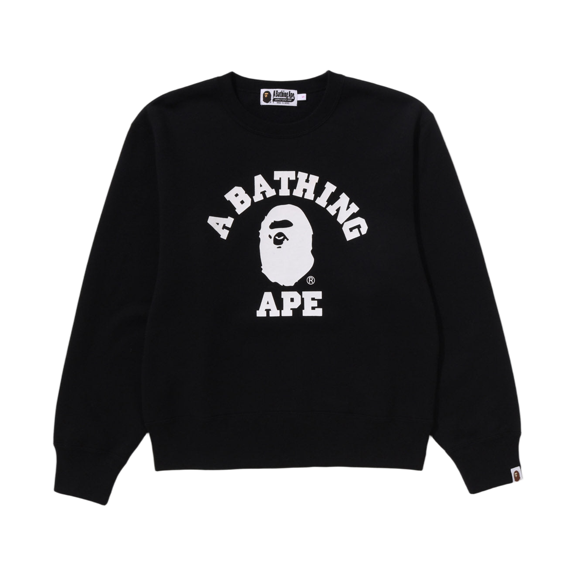 (W) 베이프 컬리지 크루넥 스웨트셔츠 블랙((W) BAPE College Crewneck Sweatshirt Black)