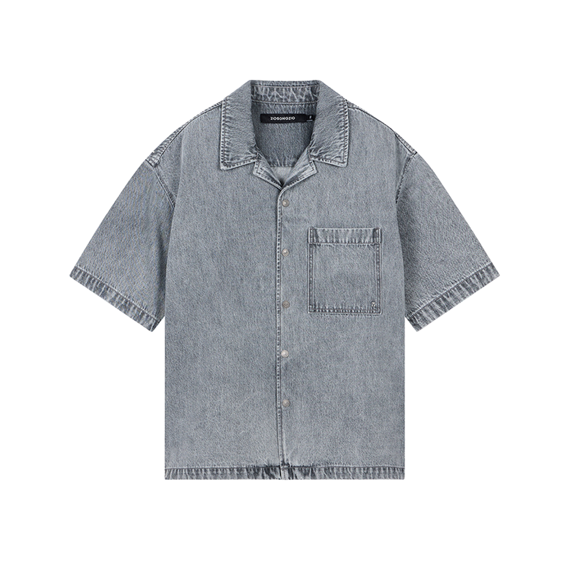 지오송지오 오픈 카라 리오셀 데님 하프 셔츠 그레이 ZI3SH321GY(ZIOSONGZIO Open Collar Lyocell Denim Half Shirt Grey)