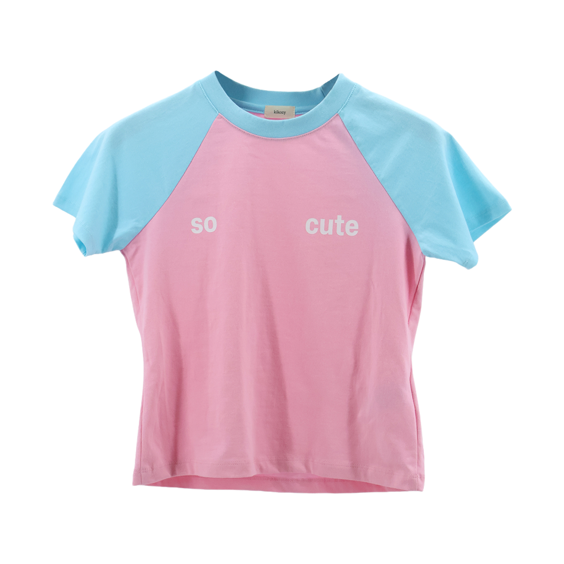키코지 쏘 큐트 래글런 티셔츠 스카이블루(kikozy So Cute Raglan T-shirt_Sky Blue)