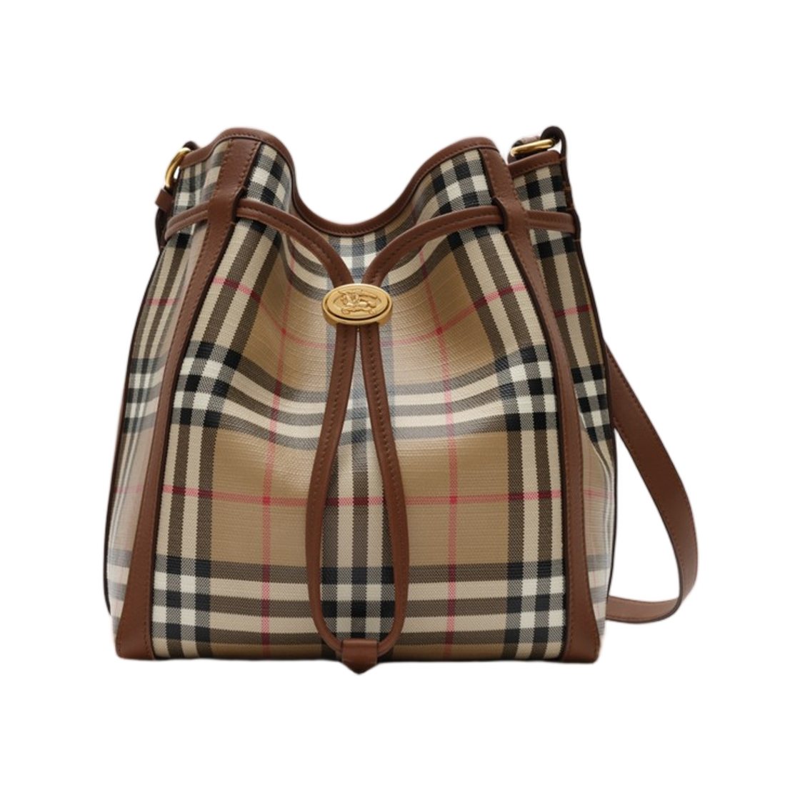 8128956 Burberry Small Check Bucket Bag Archive Beige