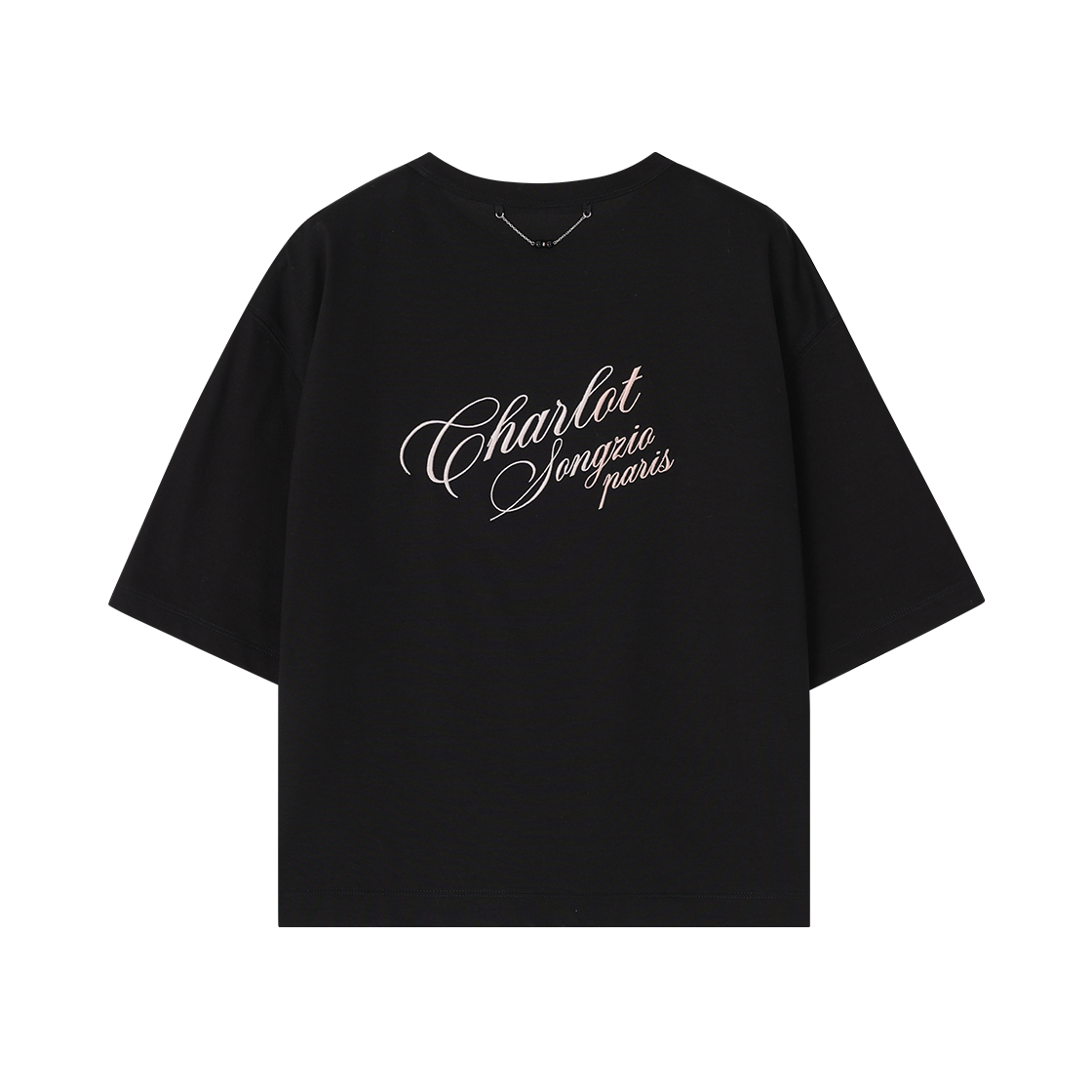 (W) 송지오 컬렉션 샤를로 에크리뛰르 크롭 티셔츠 블랙((W) SONGZIO COLLECTION Charlot Ecriture Crop T Shirt Black) - 2