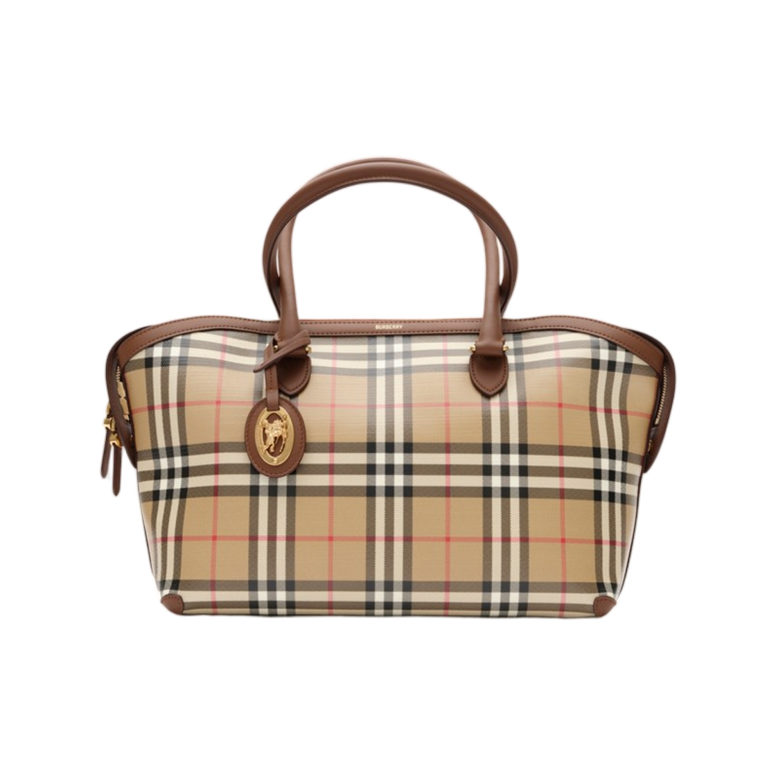 8129048 Burberry Small Check Zip Tote Archive Beige