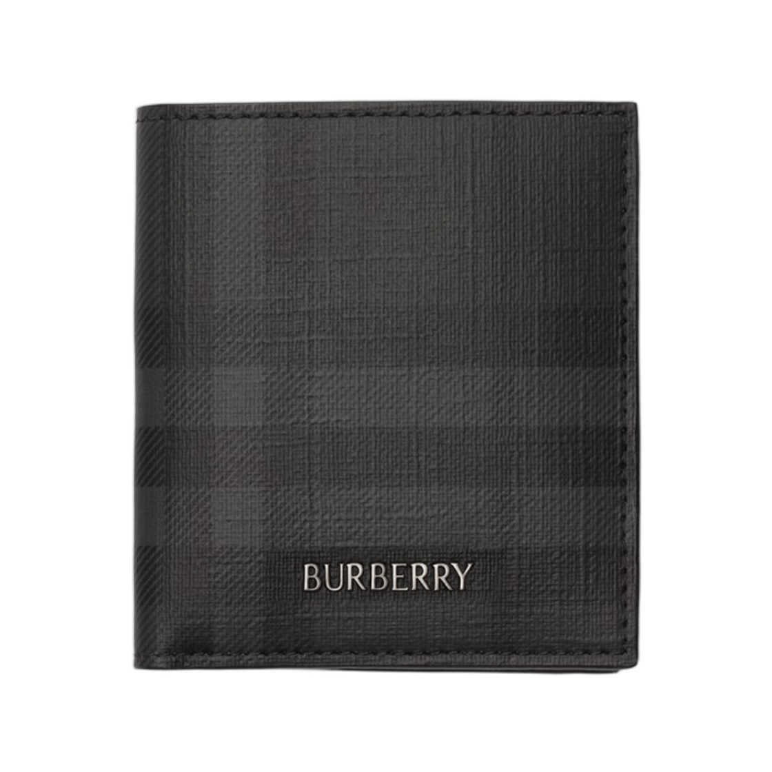 8127977 Burberry City Check Folding Card Case Iron Grey