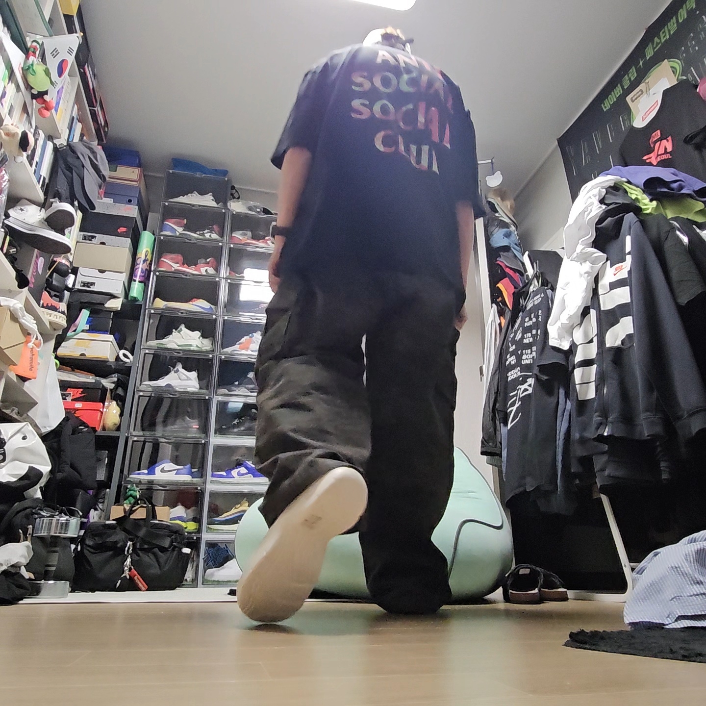 Supreme Military Camp Cap Stone - 22SS, Anti Social Social Club Flag Collage T-Shirt Black 착용 스타일 - 2