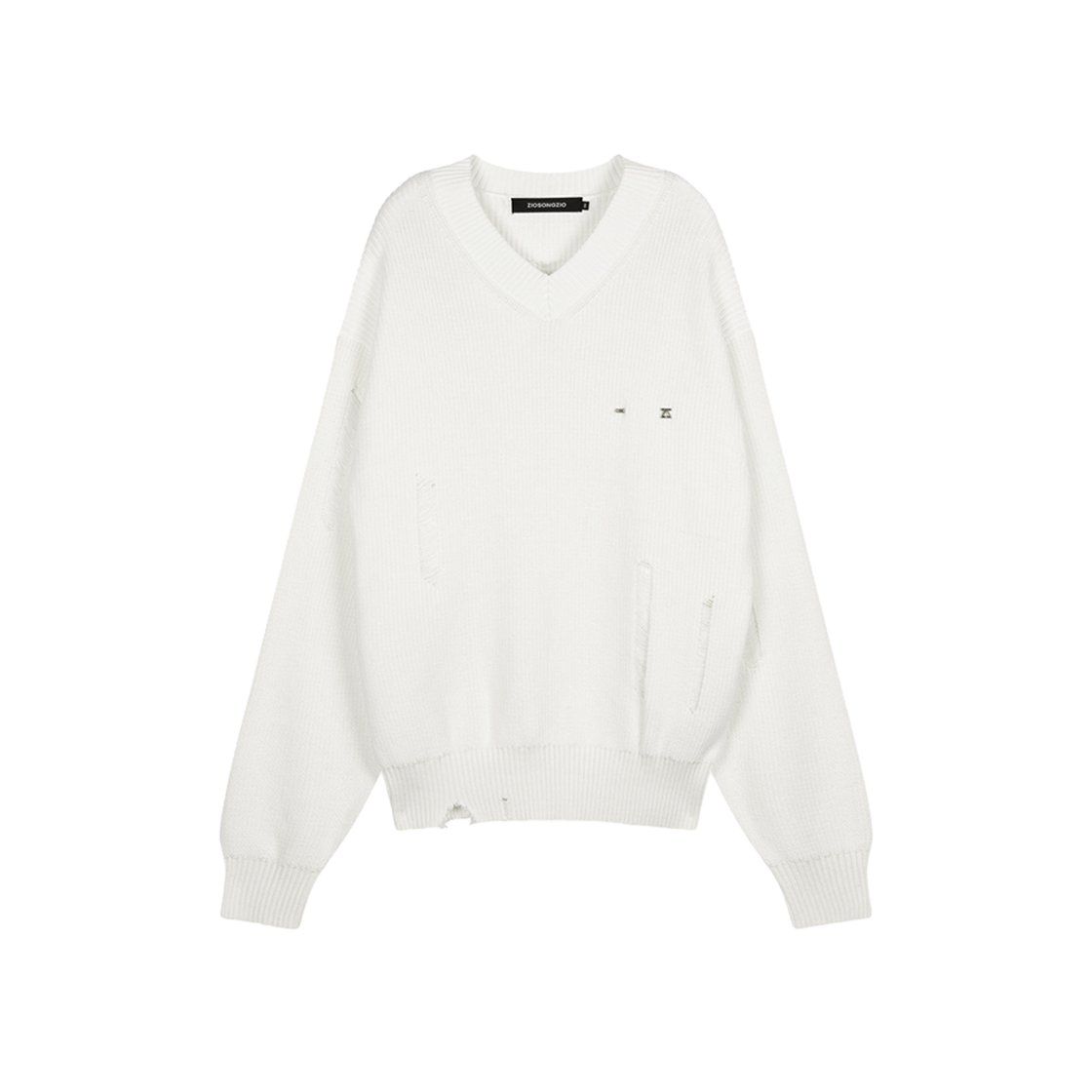 지오송지오 디스트로이드 브이넥 니트 오프화이트 ZI2KT212OW(ZIOSONGZIO Destroyed V Neck Knit Off White)