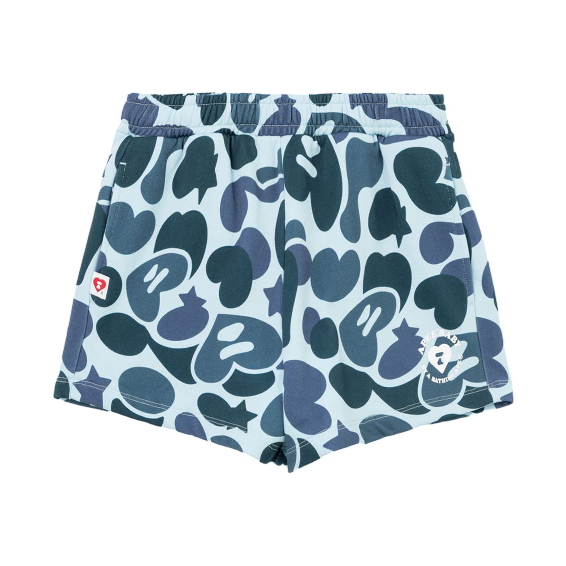 (W) 베이프 카모 스웨트 쇼츠 블루((W) BAPE Camo Sweat Shorts Blue)