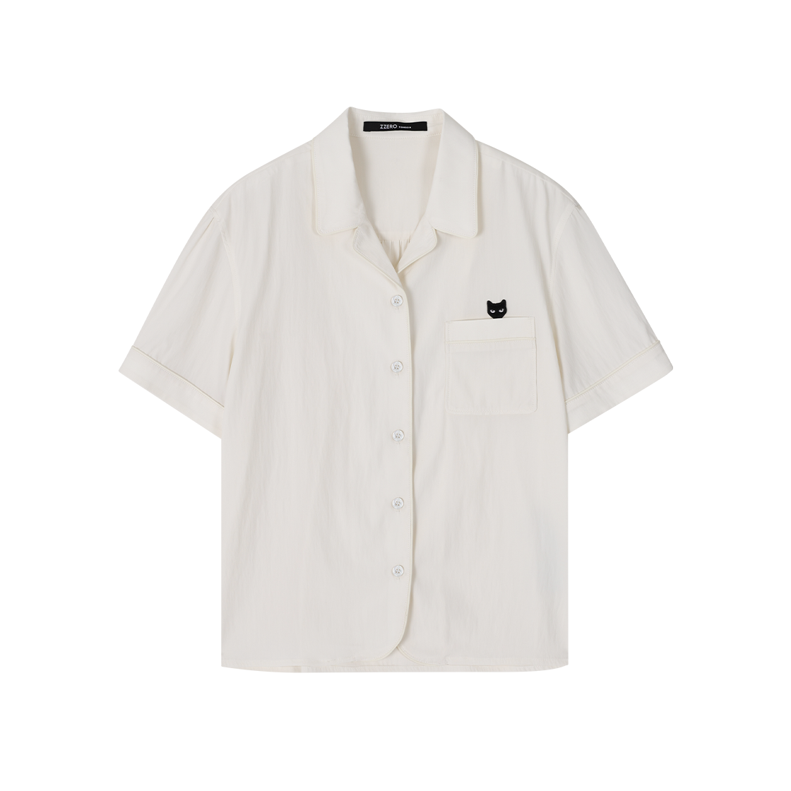 WI3SH855WH (W) SONGZIO ZZERO Panther Open Collar Shirt White