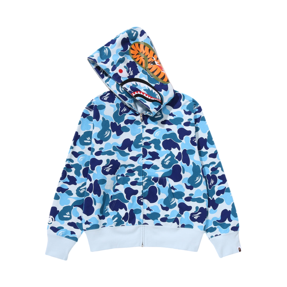 (W) 베이프 ABC 카모 샤크 풀 집 후드 블루((W) BAPE ABC Camo Shark Full Zip Hoodie Blue) - 2