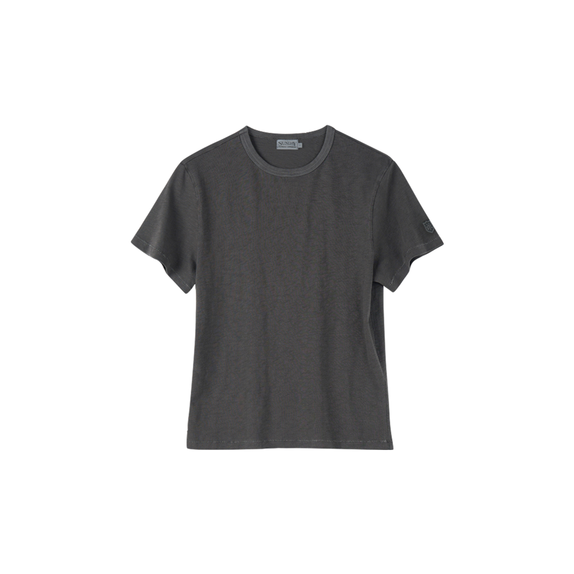 (W) 선데이세레머니 내추럴 다이드 베이직 슬럽 티 - 애쉬 차콜((W) SUNDAY CEREMONY Natural Dyed Basic Slub Tee - Ash Charcoal)