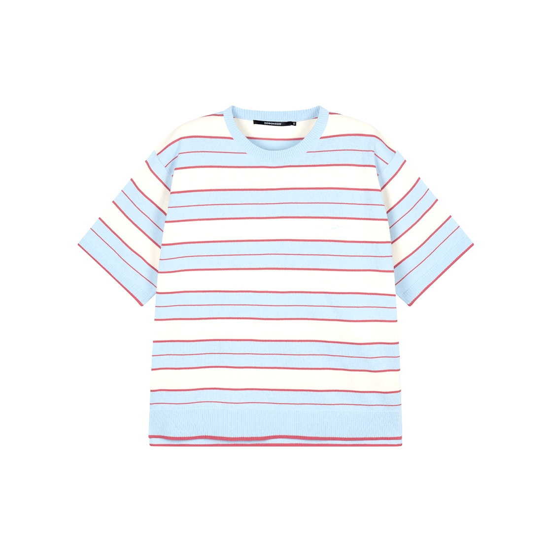 지오송지오 멀티 스트라이프 크루넥 니트 스카이 블루 ZI3KT303SB(ZIOSONGZIO Multi Stripe Crewneck Knit Sky Blue) - 1