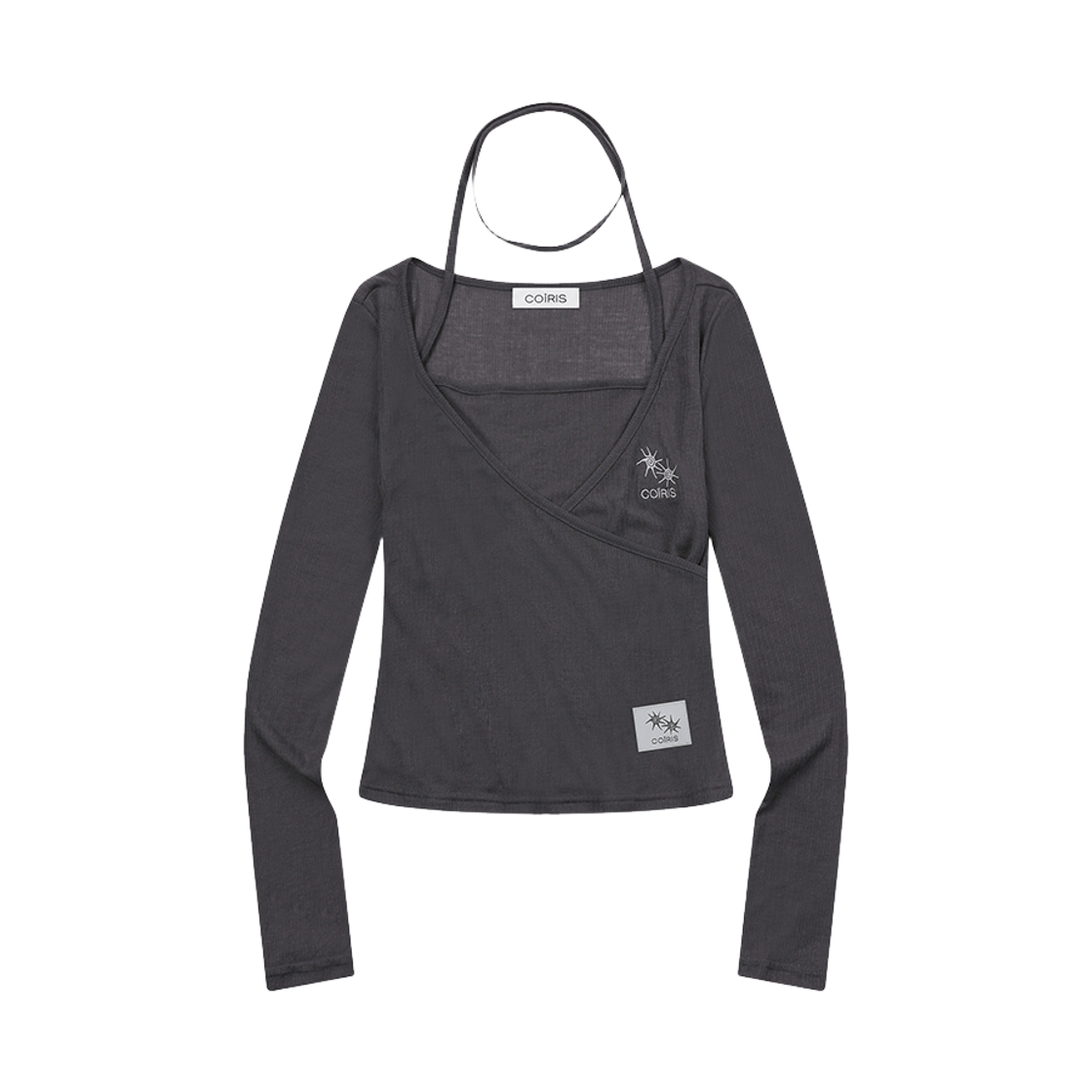 C-P00000GK Coiris Liare Layered Strap Neck Long Sleeve T Charcoal