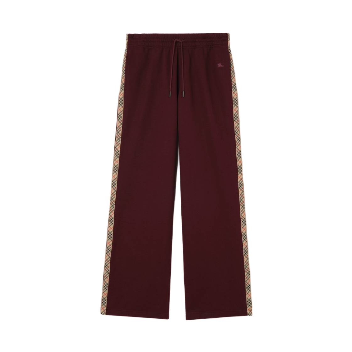 8130137 (W) Burberry Check Trim Cotton Track Pants Vineyard Red