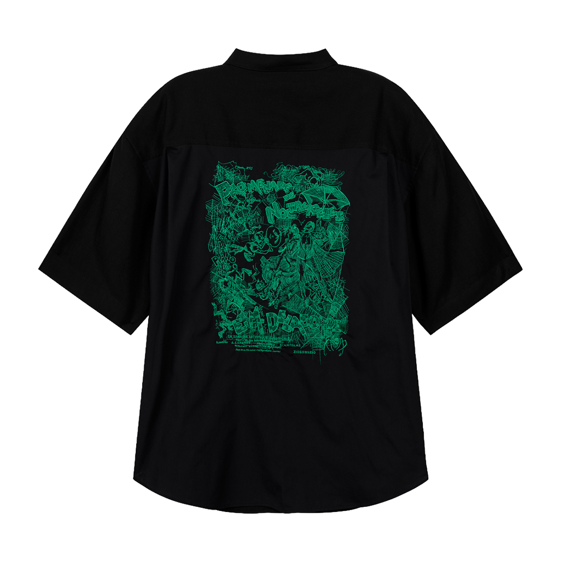 지오송지오 녹턴 아트워크 포플린 하프 셔츠 블랙 ZI3SH301BK(ZIOSONGZIO Nocturne Artwork Poplin Half Shirt Black)