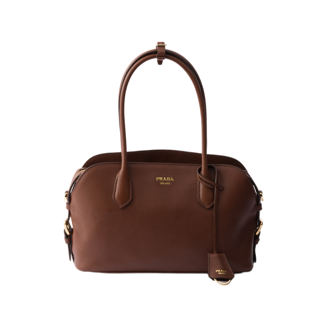 1BG609-2HF2-F0042 Prada Medium Leather Tote Bag Chestnut Brown