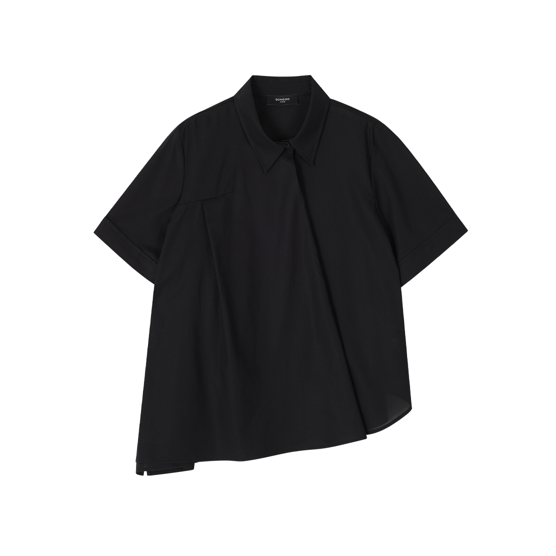 WI3SH314BK (W) SONGZIO Bias Drape Half Shirt Black