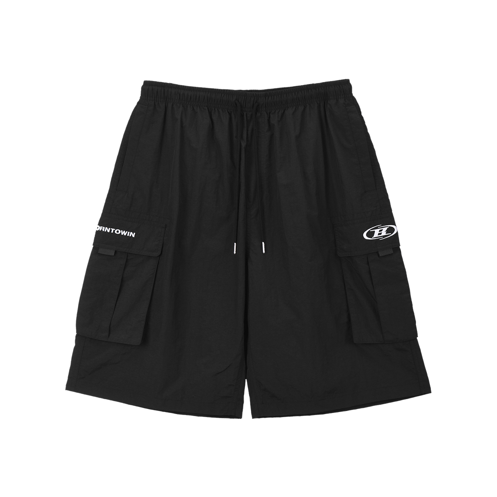 본투윈 심볼 로고 나일론 카고 버뮤다 팬츠 블랙(BORN TO WIN Symbol Logo Nylon Cargo Bermuda Pants Black) - 2