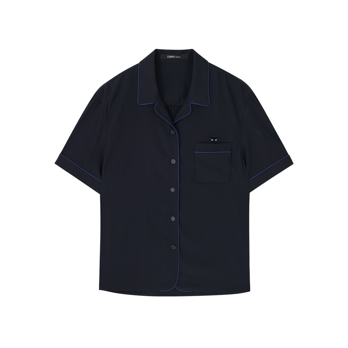 WI3SH854DN (W) SONGZIO ZZERO Panther Open Collar Shirt Dark Navy
