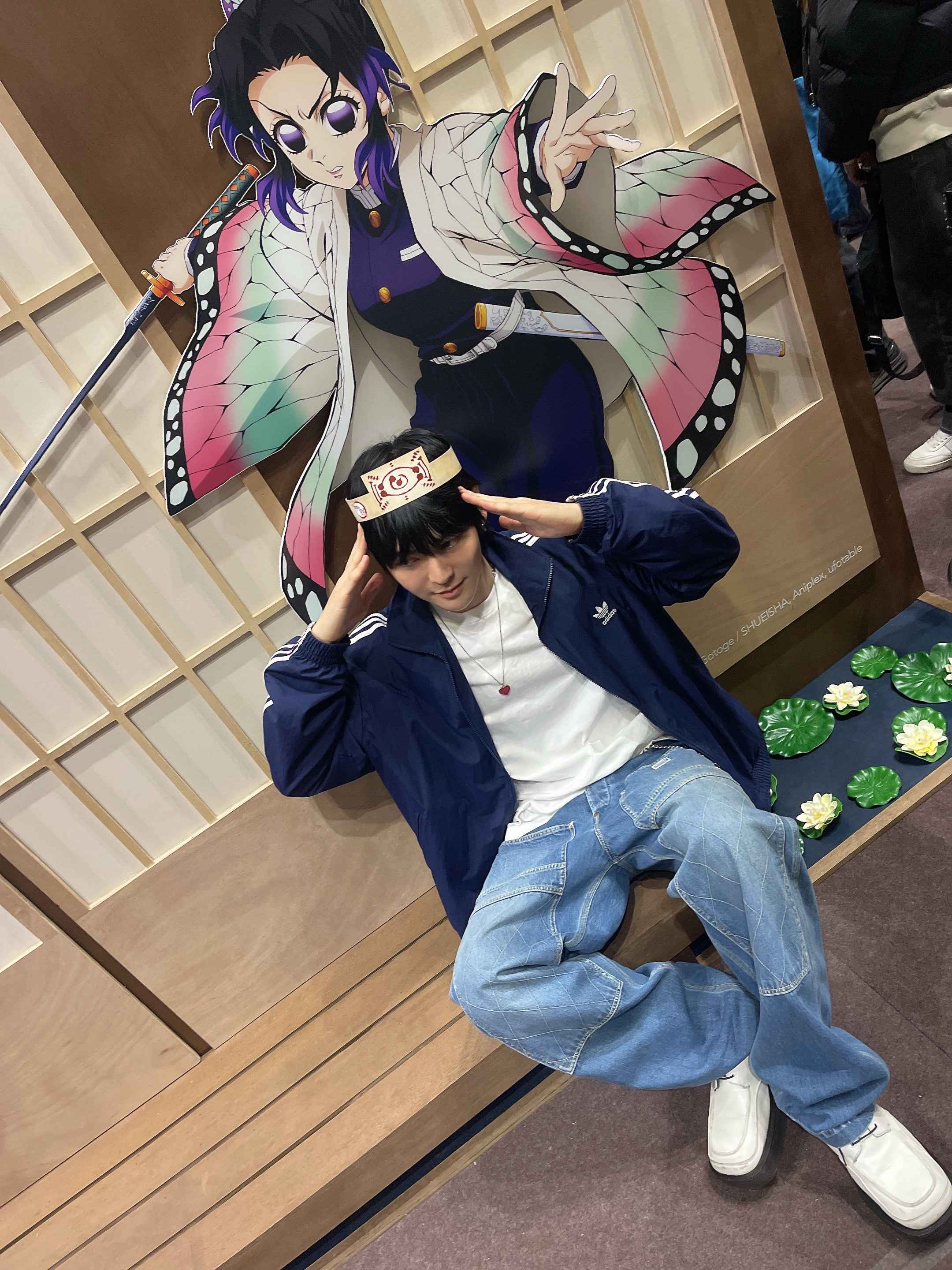 Adidas Adicolor Woven Firebird Track Top Night Indigo - KR Sizing, Kapital 11.5 oz. Denim Lumber Pants Indigo (Processing) 착용 스타일 - 4