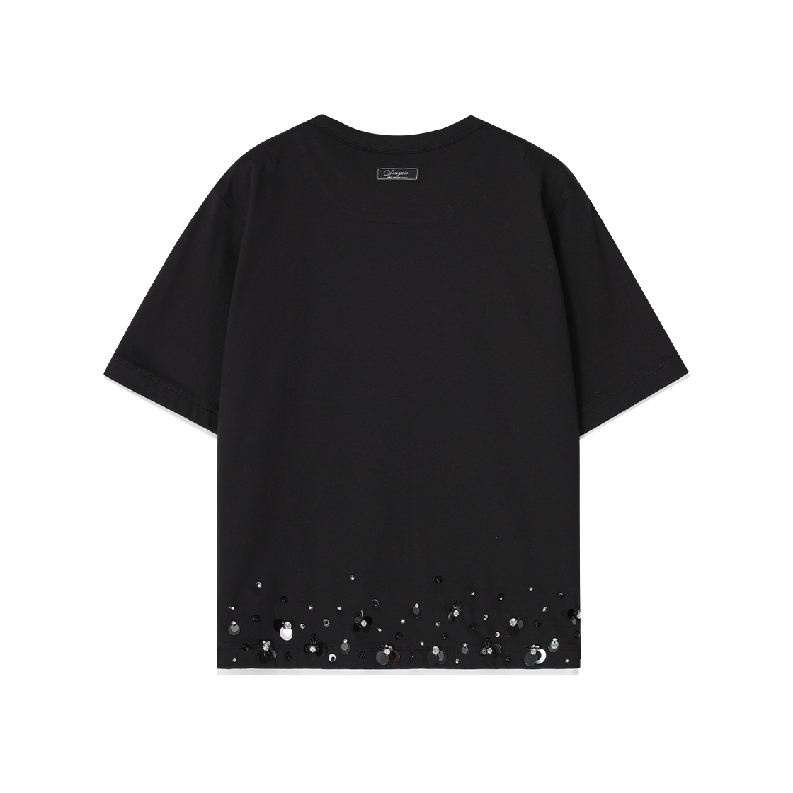 (W) 송지오 플로럴 세퀸 티셔츠 블랙((W) SONGZIO Floral Sequin T Shirt Black) - 2