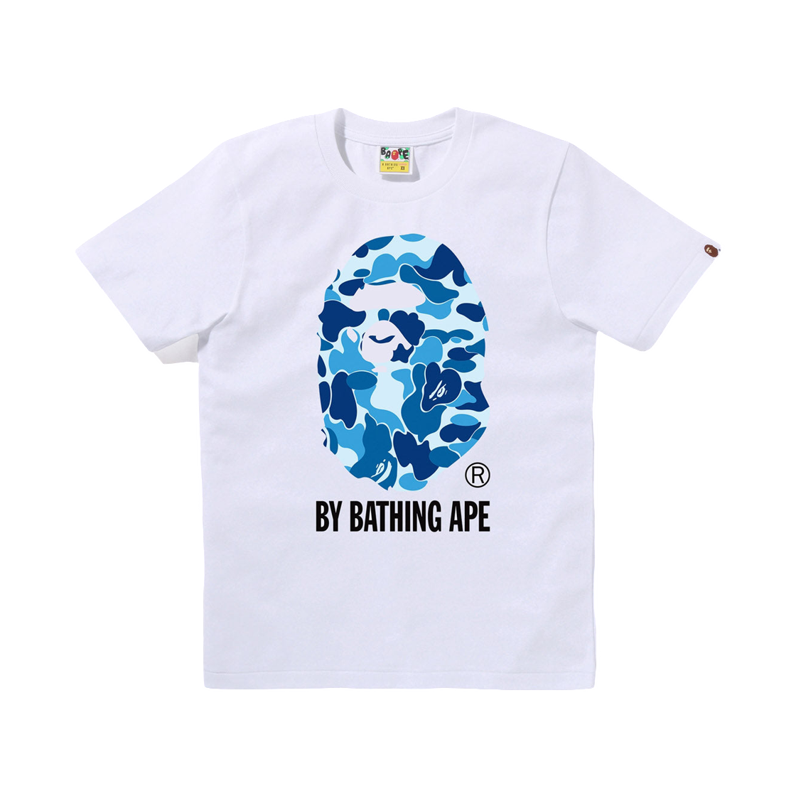 (W) 베이프 ABC 카모 바이 베이싱 에이프 티셔츠 화이트 블루((W) BAPE ABC Camo By Bathing Ape T-Shirt White Blue) - 1