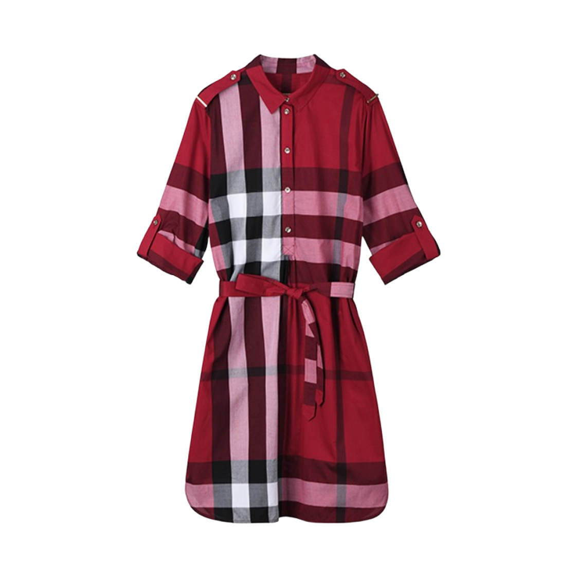 8027706 (W) Burberry Kelsy Vintage Check Dress Red