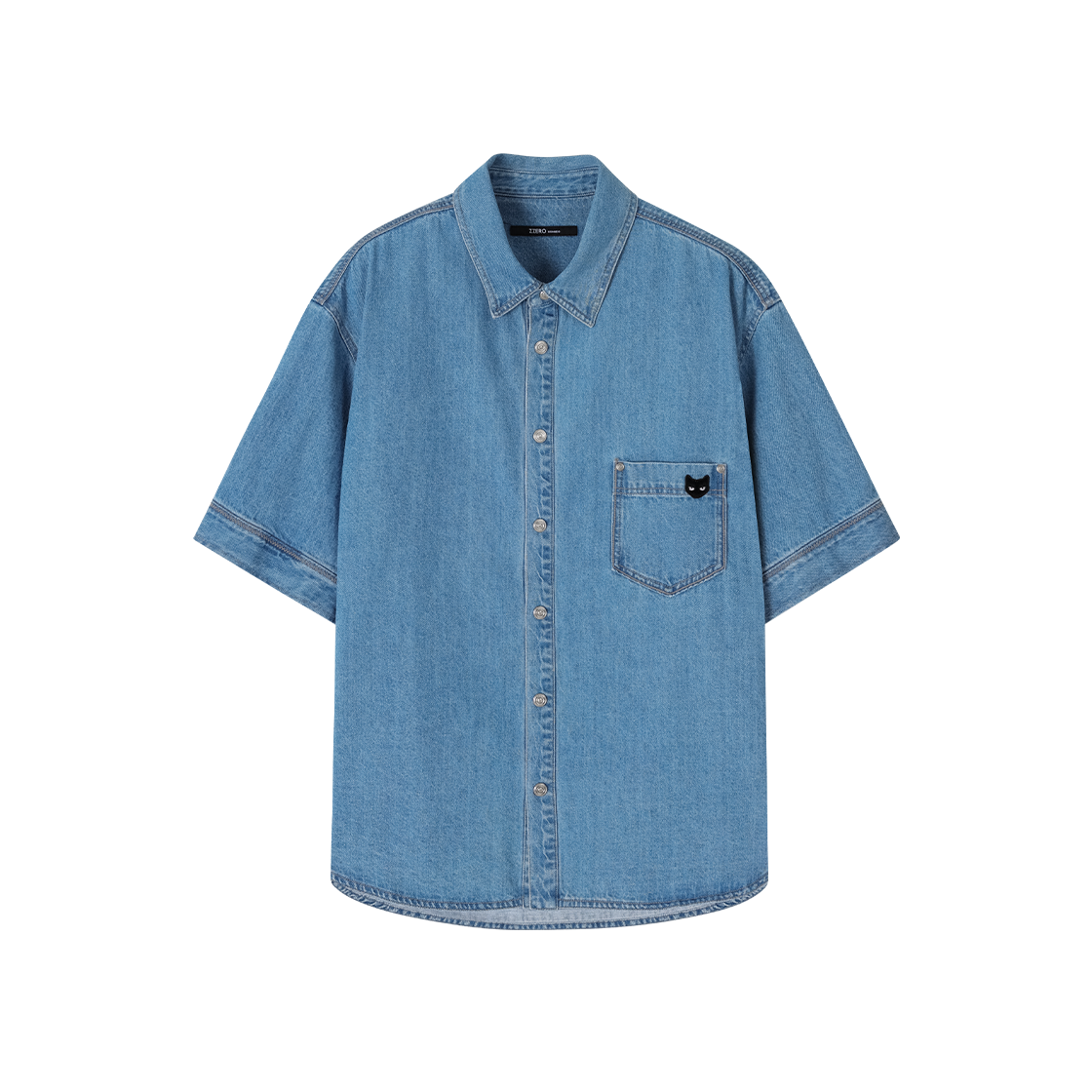 송지오 지제로 팬서 데님 하프 셔츠 블루(SONGZIO ZZERO Panther Denim Half Shirt Blue)