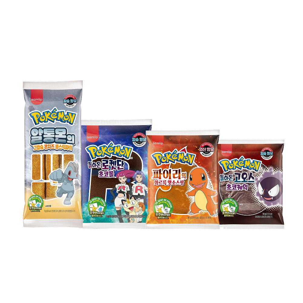 삼립 NEW 포켓몬 30주년 앰블럼 띠부씰빵 4종 12봉(Samlip NEW Pokémon 30th Anniversary 'Emblem' Sticker Bread Variety Pack (4 Types, 12 Packs))