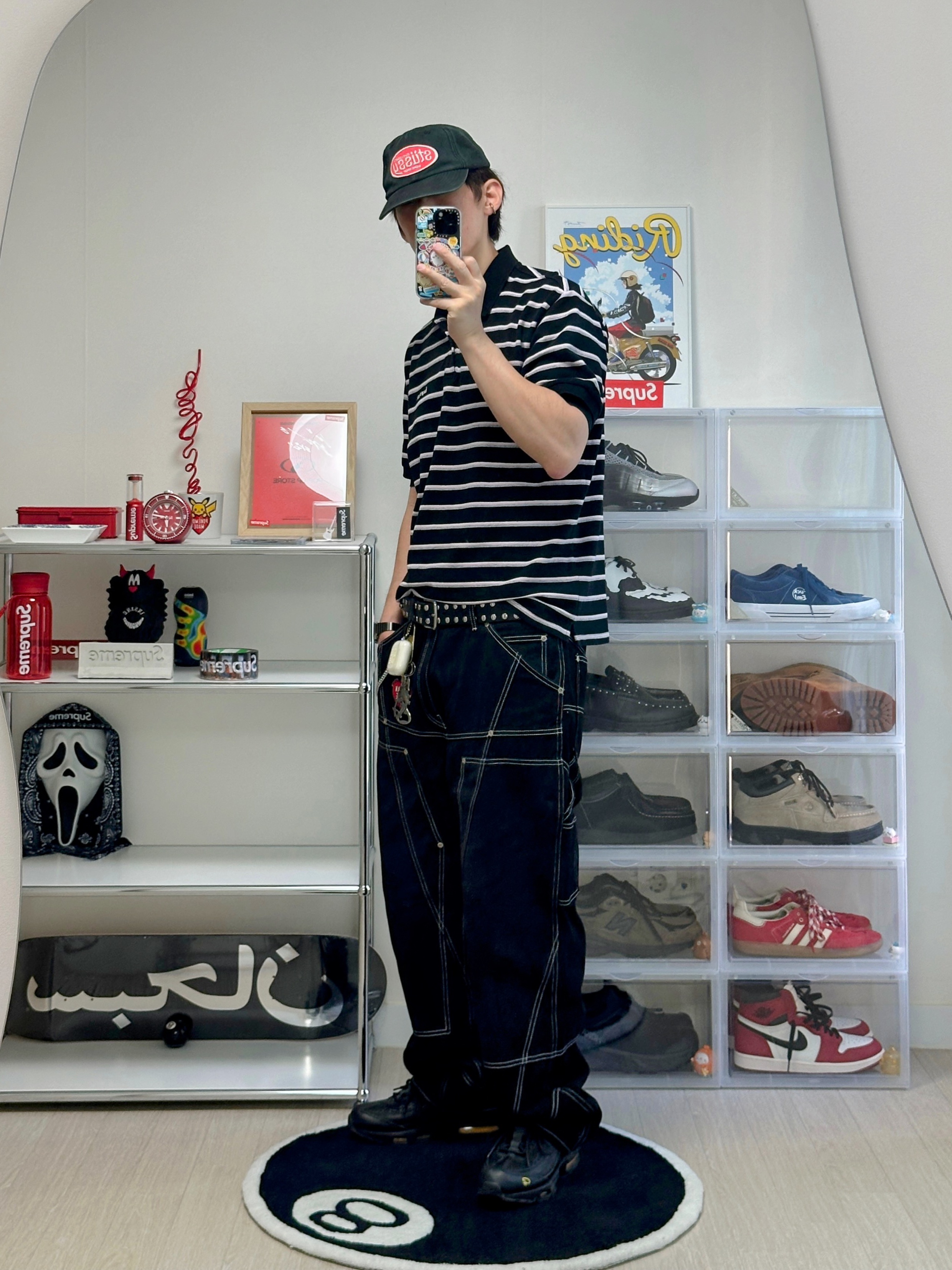 Stussy x Our Legacy Work Shop Mid-depth Cap Black 착용 스타일