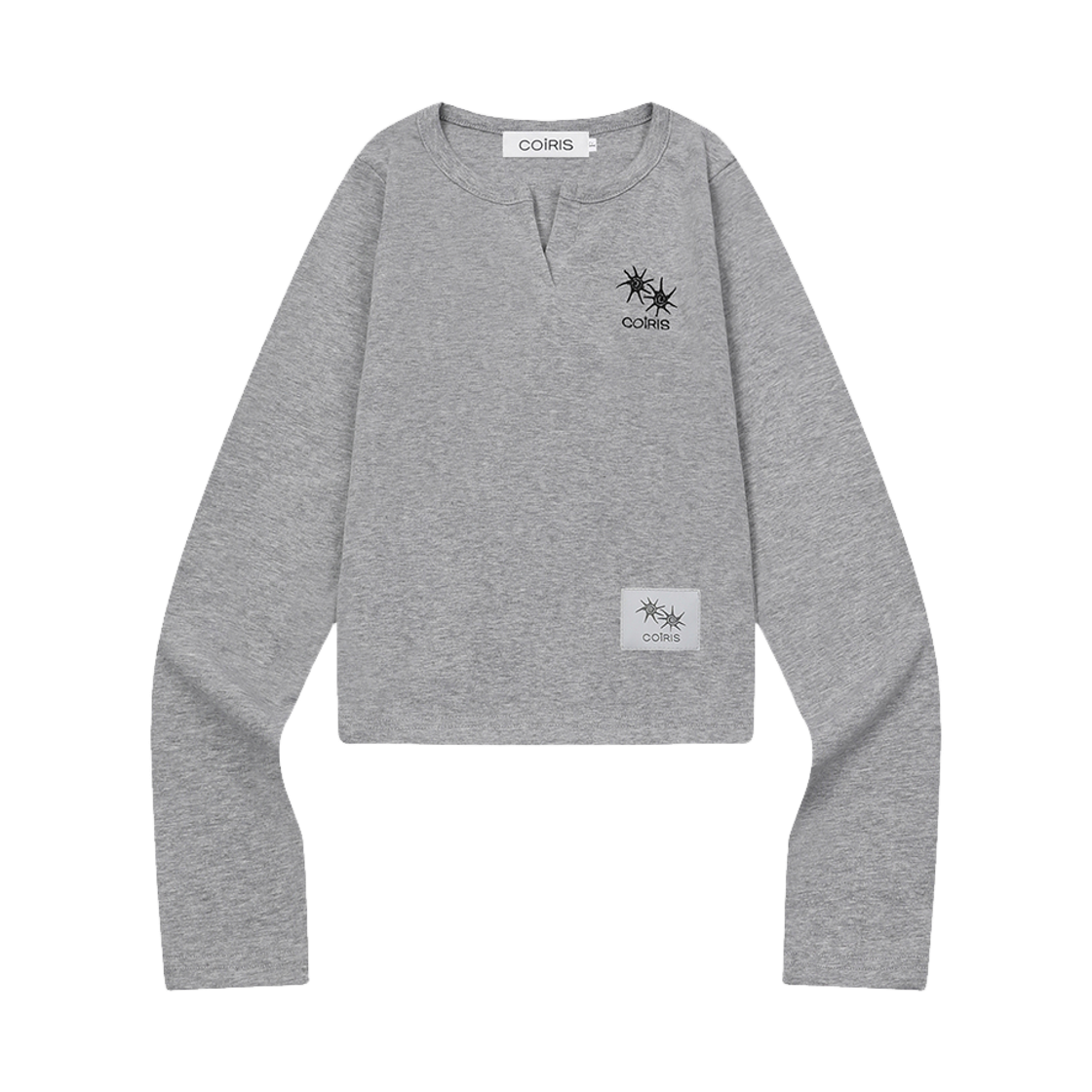 C-P00000GV Coiris Ruben Slit V-Neck Long Sleeve T Gray