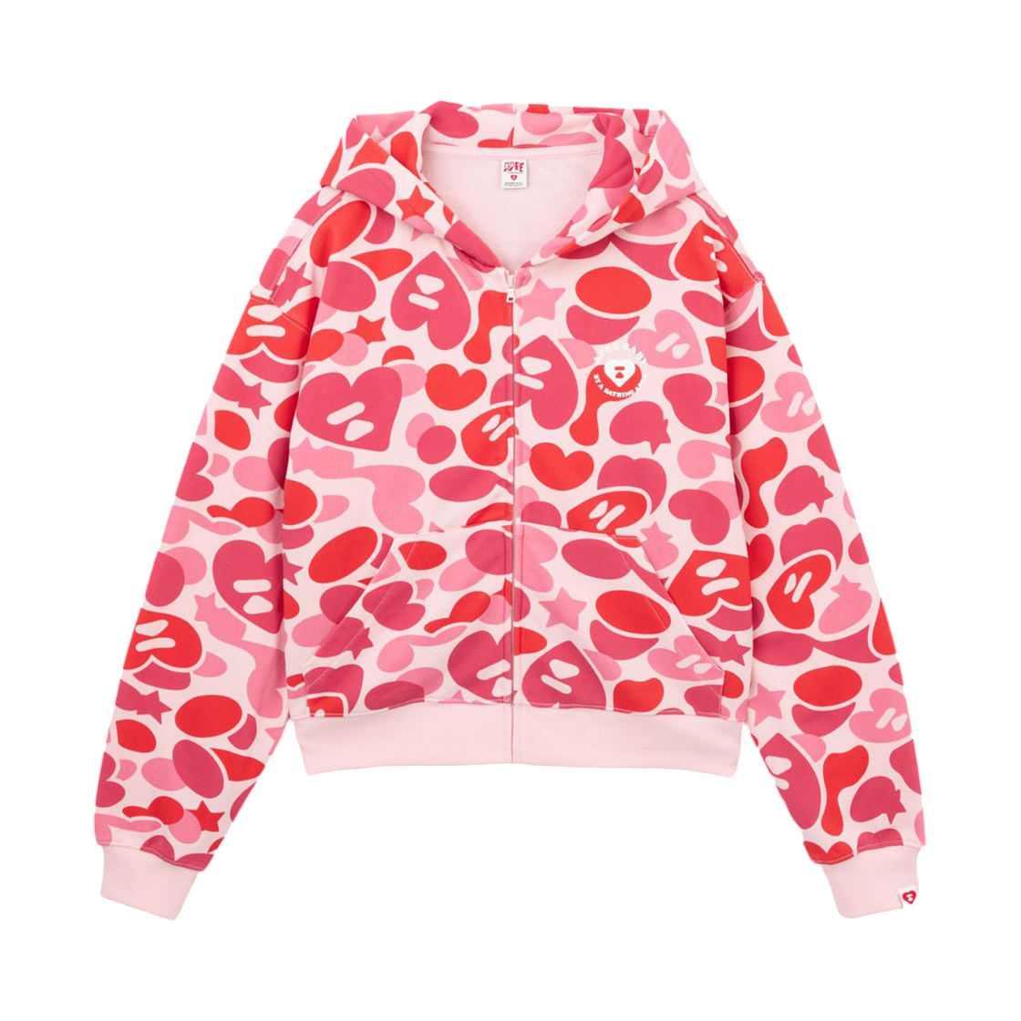 (W) 베이프 카모 후드 집업 스웨터 핑크((W) BAPE Camo Hooded Zip Up Sweater Pink)