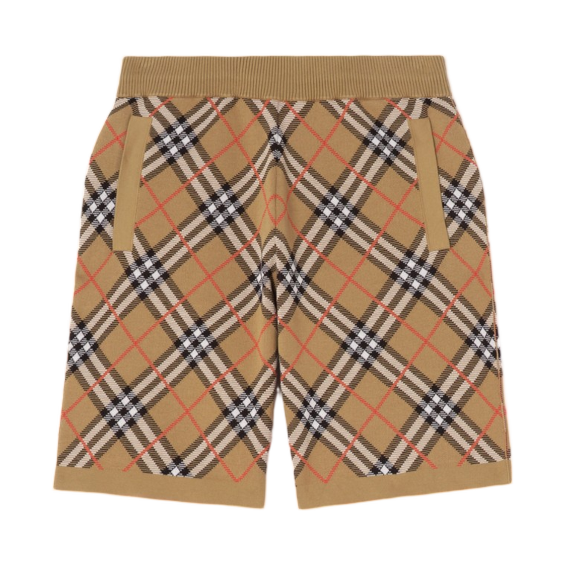 8127791 Burberry Check Cotton Blend Shorts Sand Beige
