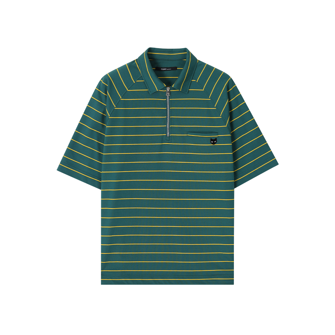 송지오 지제로 라글랑 하프 집업 카라 티셔츠 그린(SONGZIO ZZERO Raglan Half Zip-Up Collared T Shirt Green) - 1