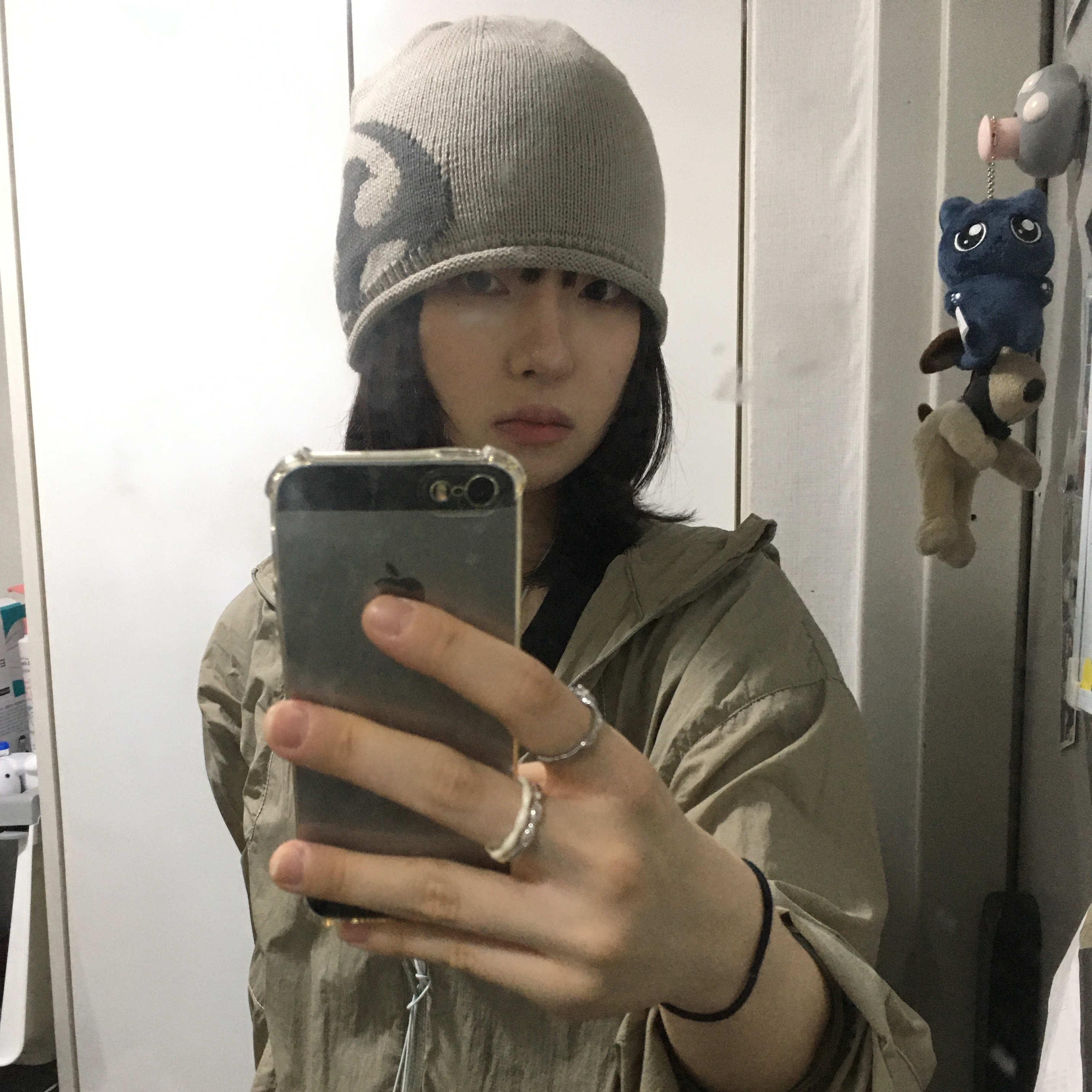 Sansan Gear Logo Beanie Light Grey - 24FW 착용 스타일 - 2