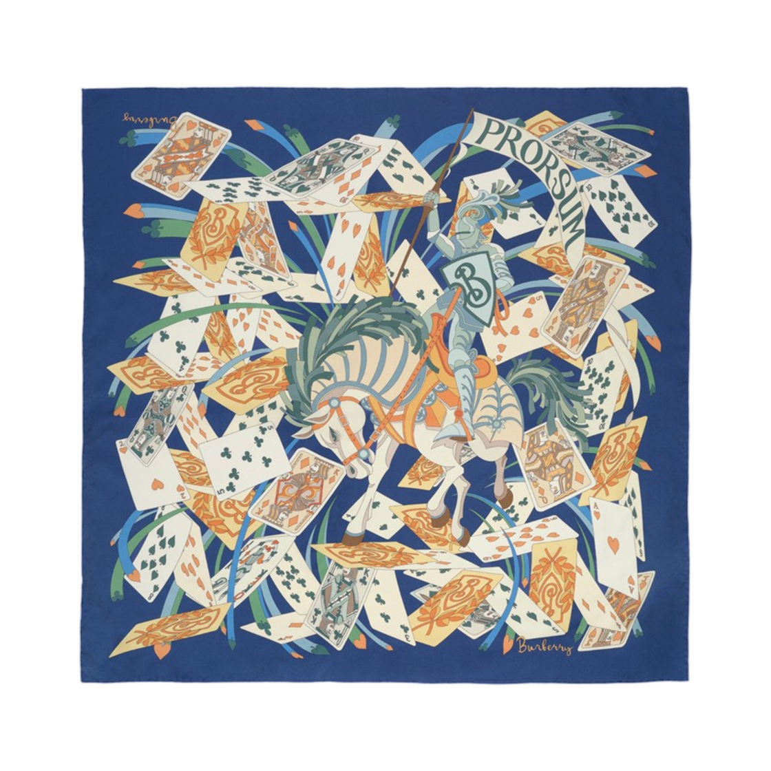 8127117 Burberry House of Cards Silk Scarf Maritime Blue