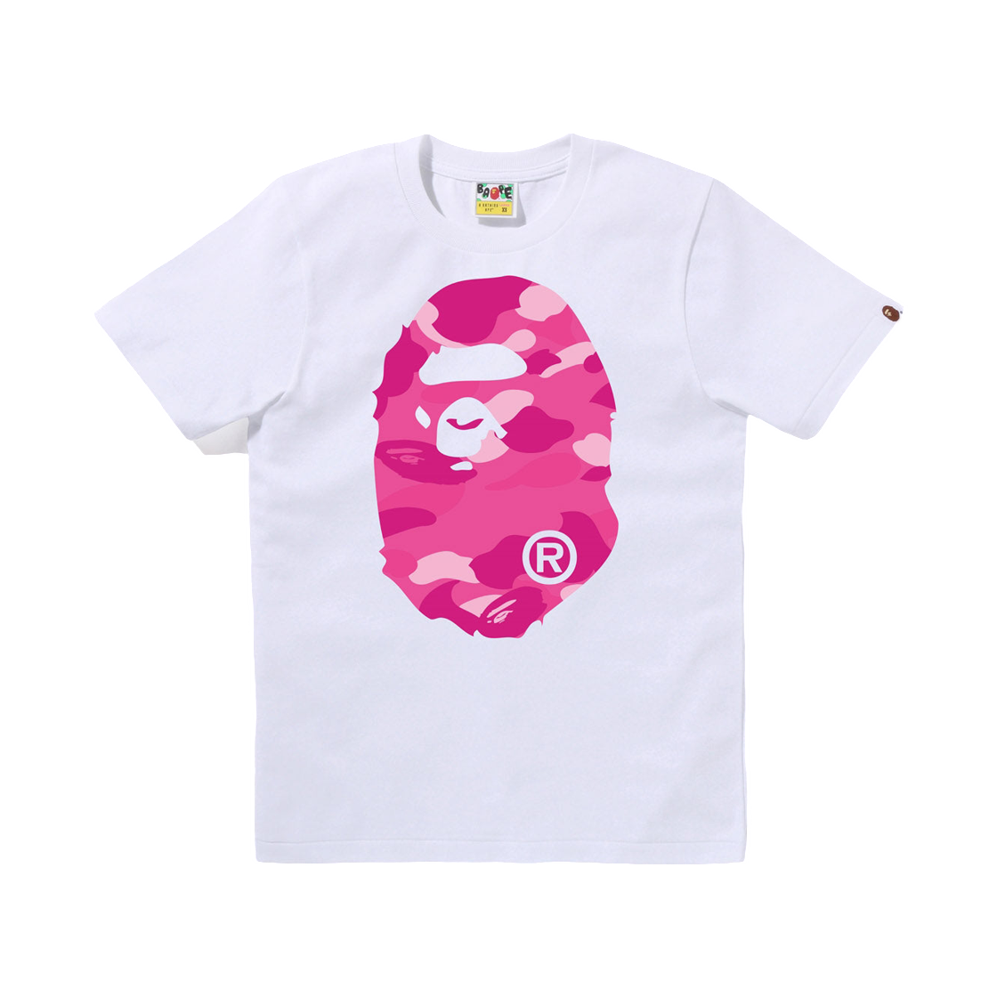 (W) 베이프 컬러 카모 빅 에이프 헤드 티셔츠 화이트 핑크((W) BAPE Color Camo Big Ape Head T-Shirt White Pink)