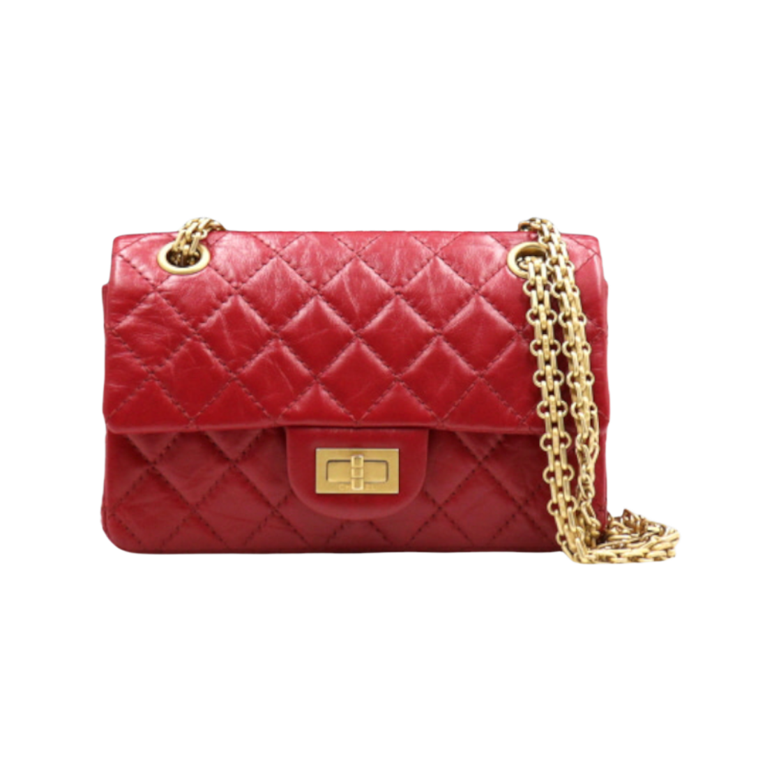 ITOPFECT2VHU Chanel Vintage Mini 2.55 Red Calfskin Shoulder Bag with Gold Hardware