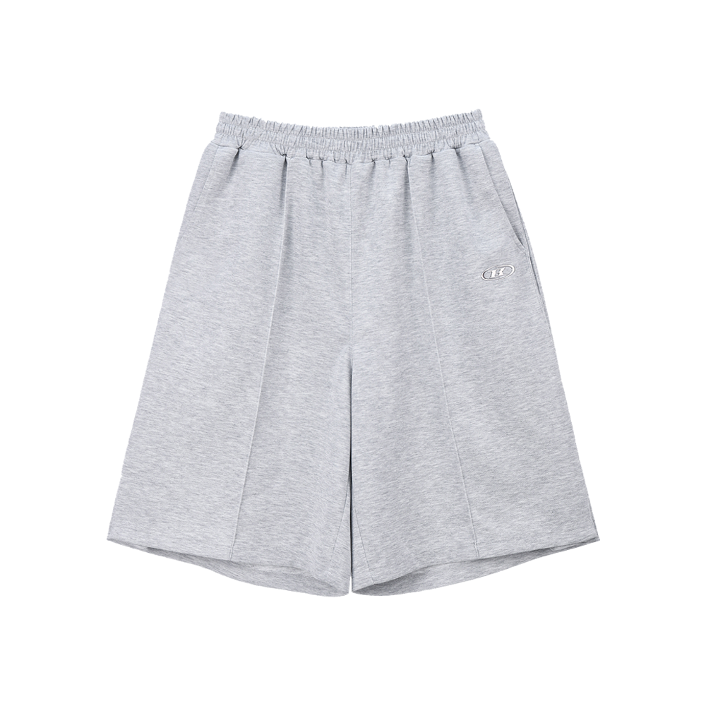 BH2MSP223MG BORN TO WIN Silver B-Soft Touch Side Two Tuck Bermuda Pants Melange Grey