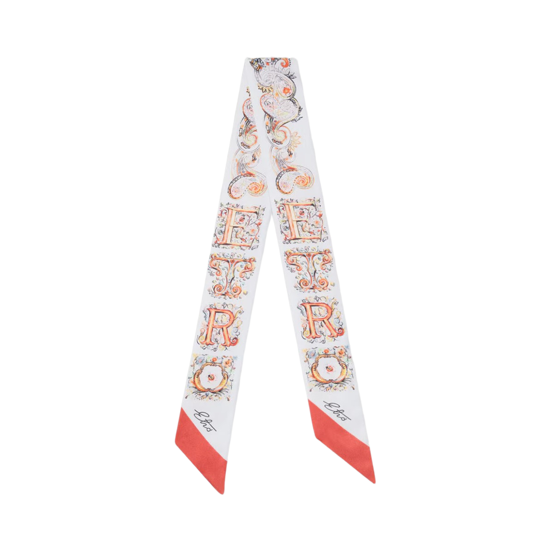 (W) 에트로 로고 플로럴 페이즐리 프린트 모티프 실크 페이즐리나 파우더 블루((W) Etro Logo Floral Paisley Print Motif Silk Paisleyina Powder Blue)