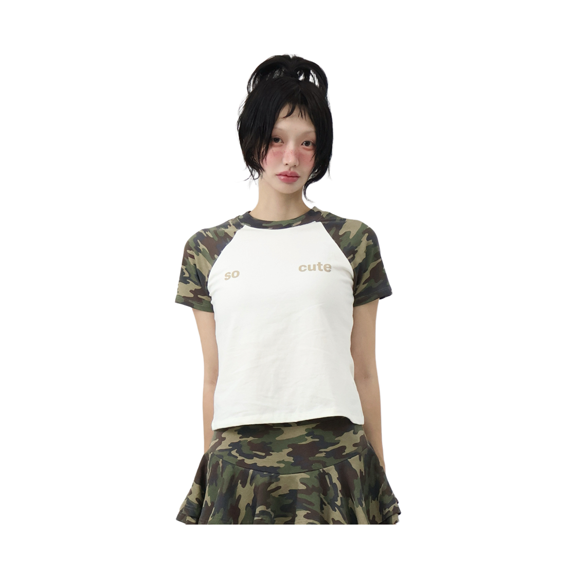 키코지 쏘 큐트 래글런 티셔츠 카모(kikozy So Cute Raglan T-shirt_Camo) - 2