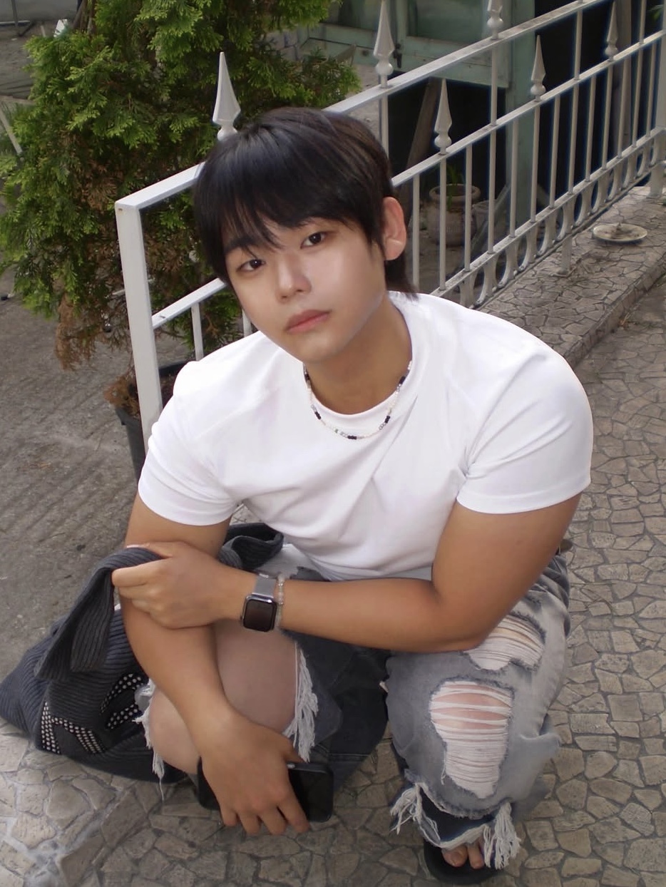 PHOS333 M Panel Silket T-Shirt White 착용 스타일 - 6