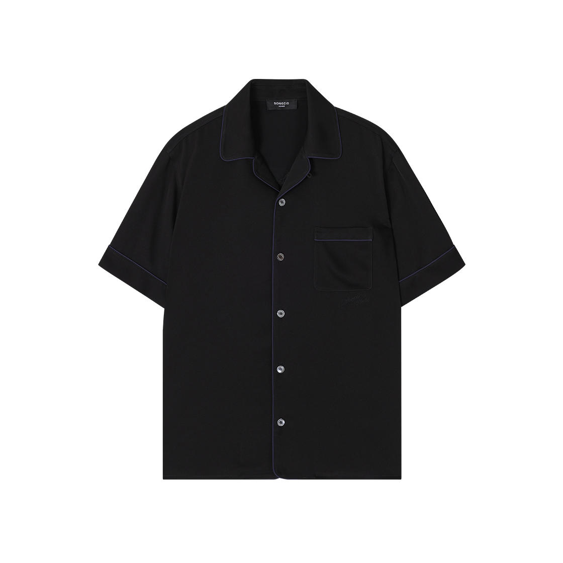 송지오 옴므 플로럴 엠브로이드 실크 셔츠 블랙(SONGZIO HOMME Floral Embroidered Open Silk Shirt Black)