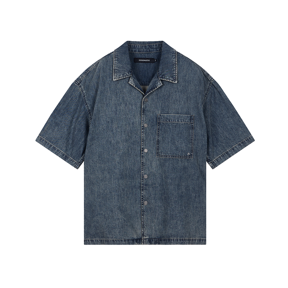 지오송지오 오픈 카라 리오셀 데님 하프 셔츠 베이지 ZI3SH322BE(ZIOSONGZIO Open Collar Lyocell Denim Half Shirt Beige)