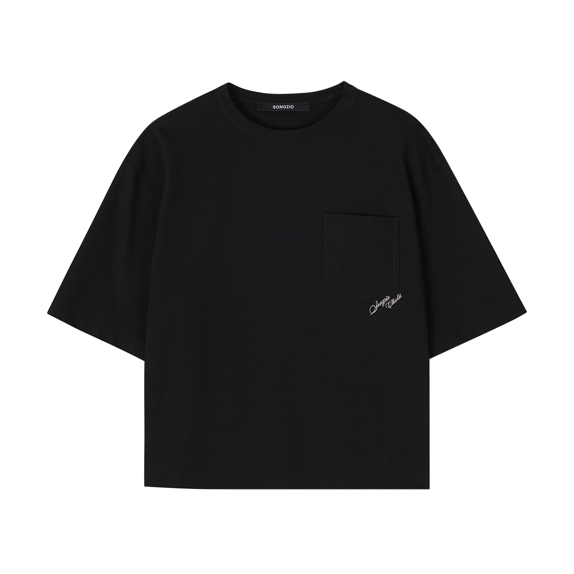 WI3TS766BK (W) SONGZIO COLLECTION Charlot Ecriture Crop T Shirt Black
